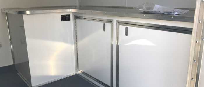 Custom Pace American Cargo Sport lower L shaped aluminum cabinets