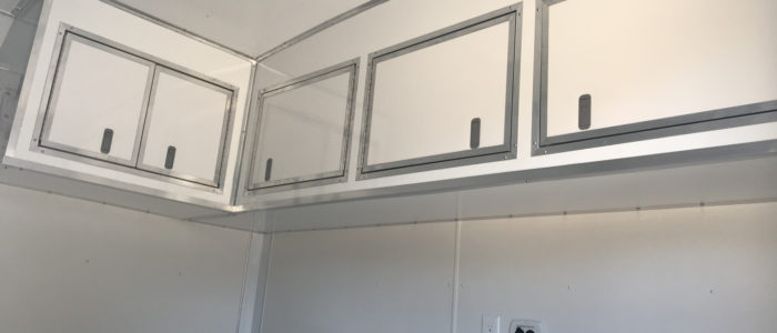 Upper L shaped aluminum cabinets