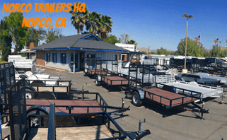 Norco Trailers headquarters parking lot filled with various trailers